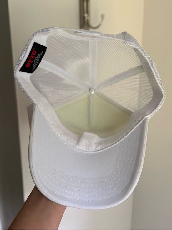 Orijinal Design White Trucker Hat with Pink & Green Embroidered Panel main image 4